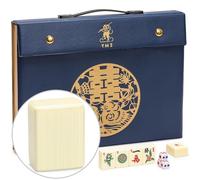 Yellow Mountain Imports Juego de Mahjong Chino “Bleau Fontaine” con 146 fichas Medianas y Estuche de Vinilo Azul - Solo para Juego Estilo Chino [「「碧蘭楓丹」中國麻將]