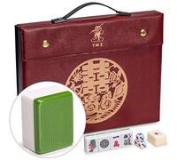 Yellow Mountain Imports Juego Profesional de Mahjong Chino, “Doble Felicidad” (Verde) con 146 Fichas de Tamaño Medio - para Jugar al Estilo Chino [專業中式麻將]
