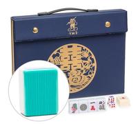 Yellow Mountain Imports 'Ópalo Celestial' Juego de Mahjong Chino con 146 Fichas y Estuche de Vinilo Azul - Solo para el Estilo de Juego Chino [天体蛋白石 中国麻将]