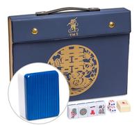 Yellow Mountain Imports “Royal Azure” Set de Mahjong Chino con 146 fichas Medianas (Estuche de Vinilo Azul) - Solo para Juego Estilo Chino [「皇天藍」中國麻將]