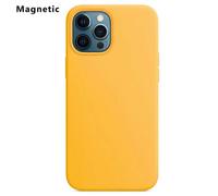 (Yellow, Multicolor) For iPhone 12 Pro Max Compatible with MagSafe Liquid Silicone Phone Back Cover (No Logo) - Dark Purp