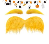 Yellow Mustache and Eyebrows - Average Size 12g | Halloween Fake Cosplay Props, Novelty Party Mustache Beard Eyebrows | For Adults Men Women Photoshoot Party Carnival Easter Christmas Theater Stage