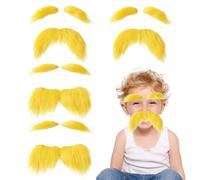 Yellow Mustache and Eyebrows Set 4Pcs Fake Beard ＆ Eyebrows Self-Adhesive Funny Cosplay Costume Accessories for Halloween Festival Dress-Up Party Favors