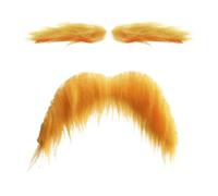 Yellow Mustache Beard - Synthetic Fiber 13x8cm Faux Hair Set | Stick On | Fake Beard Eyebrows - Synthetic Fiber 13x8cm Self Adhesive Hair | Facial Accessory | Halloween Dress Up Cosplay Masquerade
