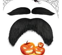 Yellow Mustache Eyebrows Costume Set - Funny Fake Facial Hair for Party Dress Up | Self Adhesive Soft Felt Stick On Props for Cosplay Halloween Photo Booth Events and Themed Celebrations