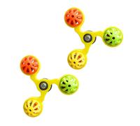 (Yellow) Paquete de 2 juguetes giratorios para loros con sonajero y rueda para periquitos y cotorras.