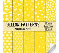 Yellow Patterns Scrapbook Paper: Decorative Craft Paper with 20 Double-Sided Sheets for Decoupage, Wrapping, Origami, Collage, and More | 8.5 x 8.5