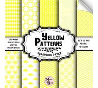 Yellow Patterns Scrapbook Paper: Double Sided Sheets | 10 Designs for Crafting Projects, Scrapbooking, Collage, Origami, Junk Journals, & More | 8.5" x 8.5" (21.59 x 21.59 cm)