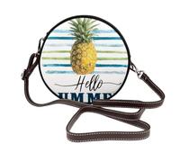Yellow Pineapple Hello Summer - Bolso cruzado redondo de piel para mujer