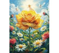 Yellow Rosa en un Jardín en Flor Rompecabezas 1000 Piezas Cartón Para Principiantes Mascota de Vida Silvestre Desconectar Rutina Ejercicio Mental Relajante Actividad Tiempo Libre Regalo Cumpleaños 100