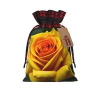 Yellow Rose Picture 1 bolsa de Navidad con cordón de 4.7 x 6.9 pulgadas, bolsa robusta para regalos y artículos esenciales de uso diario