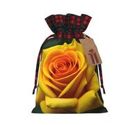 Yellow Rose Picture 1 bolsa de Navidad con cordón de 8.3 x 11.8 pulgadas, bolsa robusta para regalos y artículos esenciales de uso diario