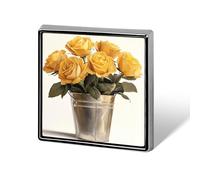 Yellow Roses in A Vintage Bucket - Broches y alfileres unisex cuadrados ligeros para solapa, joyería para ropa, chal, sombrero