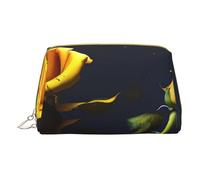 Yellow Roses Starry Night - Bolsa de cosméticos portátil y bolsa de cosméticos de viaje, unisex, cierre de cremallera, adecuada para uso diario, White, Talla única