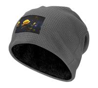 Yellow Roses Starry Night - Gorra de esquí cálida negra con forro polar grueso, gorro de punto elástico, Gris, talla única