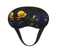 Yellow Roses Starry Night - Máscara de dormir satinada con borde negro para una comodidad óptima y bloqueo de la luz