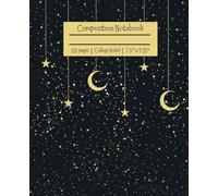 Yellow Star and Moon Composition Notebook | College Ruled | 7.5" x 9.25" | 120 Pages | Glossy Cover | For Kids, Teens, and Adults