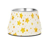 Yellow Star - Cuencos de comida para mascotas, antideslizantes, de acero inoxidable, elevados para perros, gatos, conejos, pájaros, comer lentamente