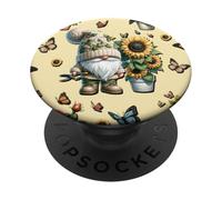 Yellow Sunflower Accessories For Summer With Garden Gnomes PopSockets PopGrip Adhesivo