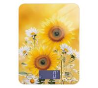 Yellow Sunflower - Báscula de medición de alimentos fácil de limpiar, 11 libras/5 g, escala pequeña digital en gramos y onzas con 4 unidades para hornear especias Keto (pilas no incluidas)