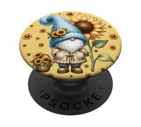 Yellow Sunflower Pattern For Mom Floral Fall Flower GNOME PopSockets PopGrip Adhesivo