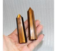 Yellow Tiger Eye Quartz Crystal Pillar Point Column Sceptres Rough Stone Point ore specimens Ornaments (Size : 70-80mm)