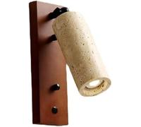 Yellow Tufa Lamp Japanese Style Can Rotate ° Wall Light Bedside Cream Color Wind Room Vintage B&(Walnut Wood)