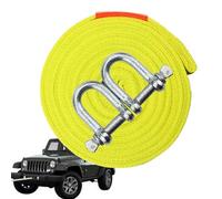 Yellow Vehicle Securing Pull Strap - Nylon Tow Strap with Hooks | 300 cm NY.lon Recovery Rope | Steel Hooks with Safety Lock Design for Vehicle Towing Rescue Or Roadside Emergencies