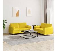 Yellow Velvet 2-Piece Sofa Set with Cushions, Modern Living Room Furniture for Small Spaces, Comfortable Couches with Soft Velvet Upholstery and Pillows, Perfect for Chatting, Reading, Watching TV