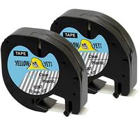 Yellow Yeti 2 Casetes de Cinta 12267 16951 S0721550 negro sobre transparente, plástico, 12mm x 4m compatibles para Impresoras de Etiquetas DYMO LetraTag LT-100H LT-100T LT-110T QX50 XR XM 2000 Plus