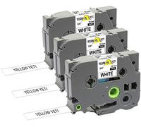Yellow Yeti 3 Casetes de Cinta Laminada TZe-241 TZ-241 negro sobre blanco 18mm x 8m Etiquetas compatibles para Brother P-Touch PT-2030VP PT-D400 PT-D450VP PT-D600VP PT-H300 PT-E550W PT-P700 PT-P750W