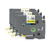 Yellow Yeti 3 Casetes de Cinta Laminada TZe-631 TZ-631 negro sobre amarillo 12mm x 8m Etiquetas compatibles para P-Touch PT-1000 PT-H100 H100LB H110 PT-D210 D210VP D600VP PT-E110 E110VP P700