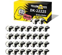 Yellow Yeti 30 Rollos DK-22225 Cintas continuas 38mm x 30.48m Etiquetas compatibles para Brother P-Touch QL-500 QL-550 QL-570 QL-700 QL-710W QL-720NW QL-800 QL-810W QL-820NWB QL-1100 QL-1110NWB