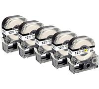 Yellow Yeti 5 Casetes de Cinta LC-4WBN LC-4WBN9 negro sobre blanco 12mm x 8m Etiquetas compatibles para Epson LabelWorks LW-300 LW-300L LW-400 LW-500 LW-600P LW-700 LW-900P LW-1000P KingJim Tepra Pro