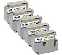Yellow Yeti 5 Casetes de Cinta M K221 MK221 MK-221BZ negro sobre blanco 9mm x 8m Etiquetas compatibles para Brother P-Touch BB-4 PT-45 PT-55 PT-65 PT-70 PT-75 PT-80 PT-85 PT-90 PT-M95 PT-100 PT-110