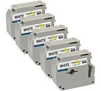 Yellow Yeti 5 Casetes de Cinta M K231 MK231 MK-231BZ negro sobre blanco 12mm x 8m Etiquetas compatibles para Brother P-Touch BB-4 PT-45 PT-55 PT-65 PT-70 PT-75 PT-80 PT-85 PT-90 PT-M95 PT-100 PT-110