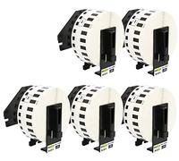 Yellow Yeti 5 Rollos DK-22214 Cintas continuas 12mm x 30.48m Etiquetas compatibles para Brother P-Touch QL-500 QL-550 QL-570 QL-700 QL-710W QL-720NW QL-800 QL-810W QL-820NWB QL-1100 QL-1110NWB