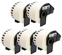 Yellow Yeti 5 Rollos DK-22223 Cintas continuas 50mm x 30,48m Etiquetas compatibles para Brother P-Touch QL-500 QL-550 QL-570 QL-700 QL-710W QL-720NW QL-800 QL-810W QL-820NWB QL-1050 QL-1100 QL-1110NWB