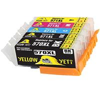 Yellow Yeti Reemplazo para Canon PGI-570XL CLI-571XL 5 Cartuchos de Tinta compatibles con Canon Pixma TS5050 MG5750 MG5751 TS6050 MG6850 MG6851 TS5051 TS5053 TS6051 TS6052 MG5752 MG5753