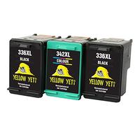 YELLOW YETI Remanufacturados 336 342 Cartuchos de Tinta (2 Negro, 1 Color) para HP Photosmart 2570 2575 2710 8150 C3180 C4180 D5160 DeskJet 5440 5442 6310 Officejet 6315 PSC 1510 [3 años de garantía]