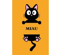 Yellowish miau black cat notebook/ notes: dotted pages