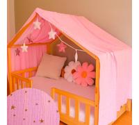 YellowNest Dosel Cama Infantil - Dosel Cama Montessori 90x190cm y 120x200cm - Muselina 100% algodón - Sin Guirnalda (Rosa, 130 x 400 cm)