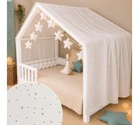 YellowNest Dosel Cama Infantil - Dosel Cama Montessori 90x190cm y 120x200cm - Muselina 100% algodón - Sin Guirnalda (Blanco, 130 x 400 cm)