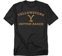 Yellowstone Camiseta Talla Grande Hombre Logo Arqueado Cuello Redondo Negra