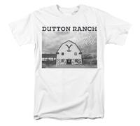 Yellowstone Dutton Barn Camiseta Hombre Algodón Blanca Cuello Redondo