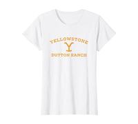 Yellowstone Dutton Ranch Logo Arched Camiseta, Mujer, Blanco, M