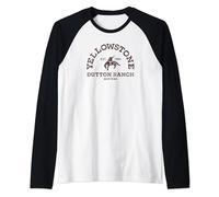 Yellowstone Dutton Ranch Montana Distressed Horse Riding Camiseta Manga Raglan