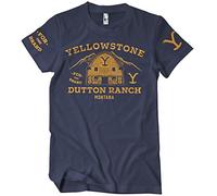 Yellowstone Licenciado Oficialmente Barn Hombres Camiseta (Azul Marino), Medium