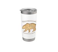 Yellowstone National Park Grizzly Bear Vintage Mapa aéreo Vaso térmico de acero inoxidable de doble pared