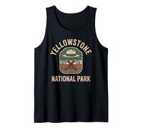 Yellowstone National Park Retro Ranger Insignia Senderismo Camping Camiseta sin Mangas
